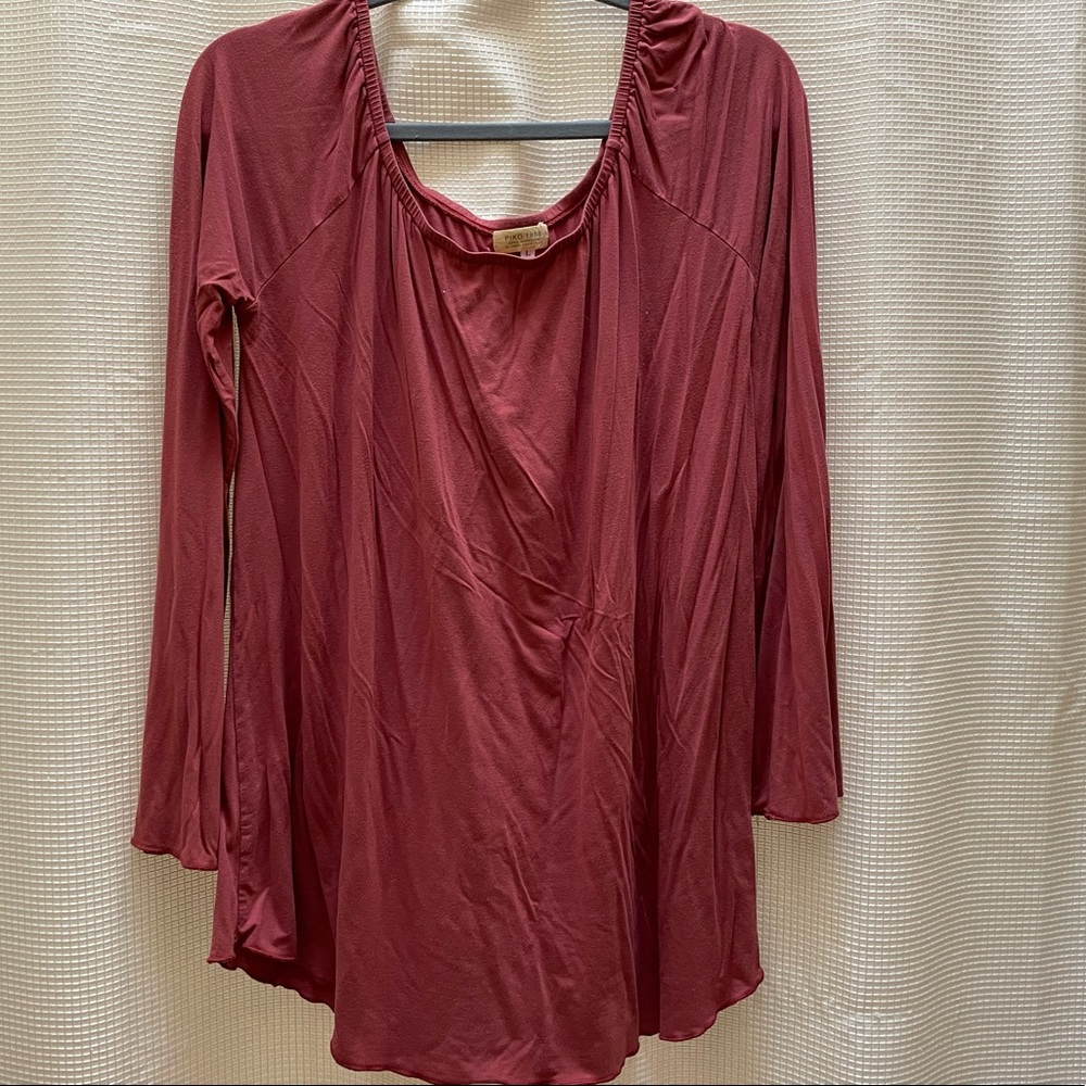 Piko long sleeve scalloped top in rust